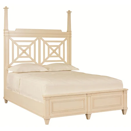 Queen Size Poster Bed with Panel Footboard and Headboard Cut-Outs